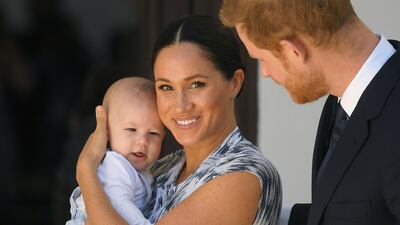 Meghan holds her baby son Archie Mountbatten-Windsor during a royal tour of South Africa in September 2019. Getty Images