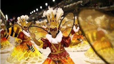 Costumes for the Samba Parade are limited only by the samba school's imaginations. FELIPE DANA / AP