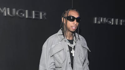 Tyga arrives at the Mugler x Hunter Schafer Party. AP