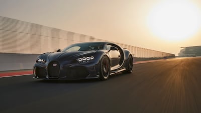 The Bugatti Chiron Super Sport on the track at Dubai Autodrome