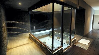 Tropical rain shower area in the spa at Al Faya Lodge in Sharjah. Satish Kumar / The National