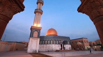 Dawn at the Masjid Bani Hashim mosque. Victor Besa/The National