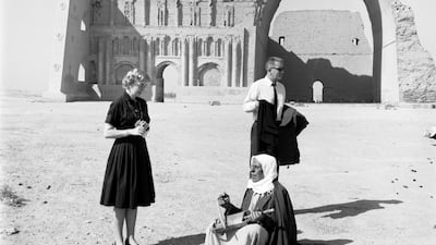 West and East meet in Ctesiphon in 1985, Al Ani's embledmatic image of change in Iraq. Courtesy Latif Al Ani