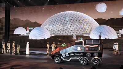 Performers participate in a show titled “This Is The Future”, during the 46th UAE National Day celebrations at Mushrif Palace. Mohamed Al Hammadi / Crown Prince Court - Abu Dhabi