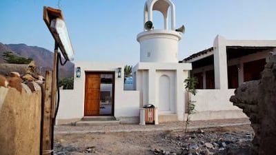The 200-year-old mosque featured on the back of the Dh5 note since 1982 sits in a peaceful spot near the Corniche in Khorfakkan.