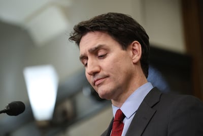 Canada's Prime Minister Justin Trudeau announcing retaliatory tariffs against the US in Ottawa on Saturday. AFP