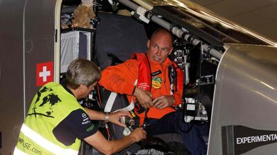 Piccard prepares to takes off. Trevor Collens / AFP