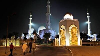 These Muslims arriving at the Sheikh Zayed Grand Mosque were among thousands of worshippers to flock to mosques around the country this morning for traditional Eid celebrations.
