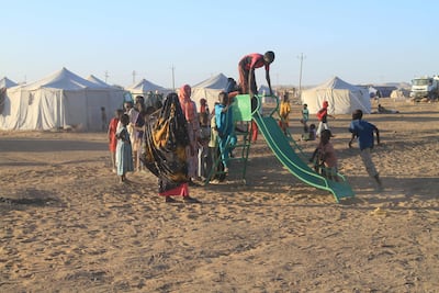 Sudanese children who fled El Fasher, Darfur, play at a camp for the displaced in Al Dabba, northern Sudan. AFP