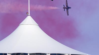 The Al Fursan aerobatics display over Yas Marina Circuit. Victor Besa / The National