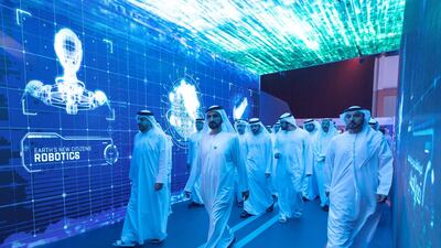 Sheikh Mohammed bin Rashid, Vice President and Ruler of Dubai, inaugurates the Knowledge Summit 2017. Christopher Pike / The National