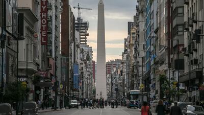 View of the Obelisk as Corrientes Avenue remains without traffic due to security measures ahead of the summit. AFP