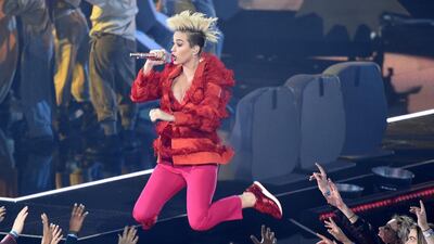 Katy Perry performs Chained to the Rhythm during the iHeartRadio Music Awards in Inglewood, California. Chris Pizzello / Invision / AP