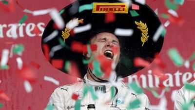 Nico Rosberg celebrates winning the Mexican Grand Prix at Autodromo Hermanos Rodriguez. Edgard Garrido / Reuters