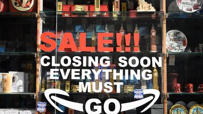 A souvenir shop displays signs announcing it's imminent closure. Despite lockdown restrictions continuing to ease, many businesses have struggled to recover from the economic impact that COVID-19 had on customer footfall. Getty Images