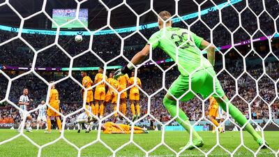 Argentina's Lionel Messi curls a free-kick over the bar. Reuters