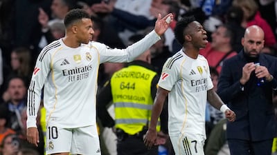 Real Madrid's Kylian Mbappe, left, and Vinicius Junior during the loss to Celta Vigo. AP