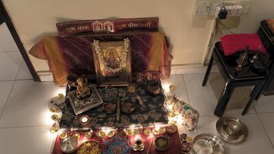 The family alter lit up for the festivities