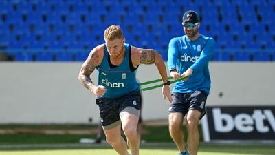 England all-rounder Ben Stokes during a nets session at the Sir Vivian Richards Stadium in Antigua ahead of the first Test against the West Indies. Getty