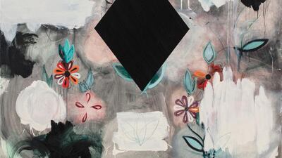 Kamrooz Aram, Year One (Palimpsest #17), 2013, Oil, oil pastel and wax pencil on canvas, 152 x 137 cm (Courtesy: Green Art Gallery)