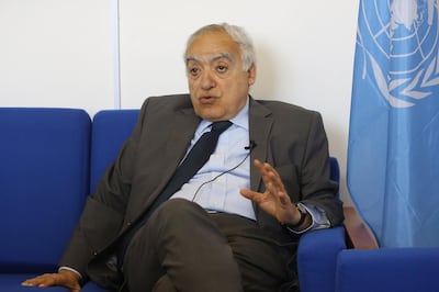 Ghassan Salame, UN special envoy for Libya and head of the UN Support Mission in Libya, at his office in the capital Tripoli on April 18, 2019. AFP
