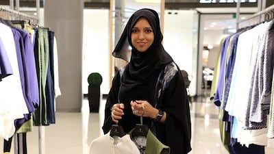 Latifa Al Gurg with her creations at the pop-up shop at The Dubai Mall. Satish Kumar / The National