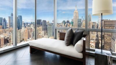 The penthouse has views across Manhattan.