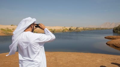 Sheikh Mohamed tours Al Ain's lakes during his visit to the city. Mohammed Al Blooshi