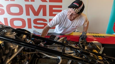 A team mechanic works on the Gebhardt C88