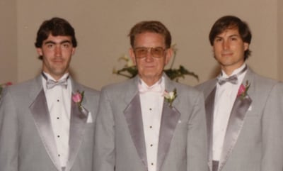 John Chovanec, left, stepbrother of Steve Jobs, right, is auctioning off various items once belonging to the Apple co-founder. Photo: RR Auction