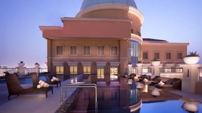 The rooftop swimming pool at the Pullman Dubai Mall of the Emirates.