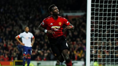 Manchester United's Paul Pogba celebrates scoring his second goal . Reuters