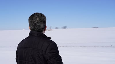 A snow-covered cornfield in Lincoln