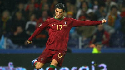 2007-8 46 goals (Manchester United 42, Portugal 4). Getty Images