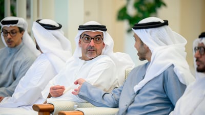 Sheikh Mansour with Sheikh Abdullah bin Zayed, Deputy Prime Minister and Minister of Foreign Affairs and Sheikh Hamed bin Zayed, Managing Director of the Abu Dhabi Investment Authority
