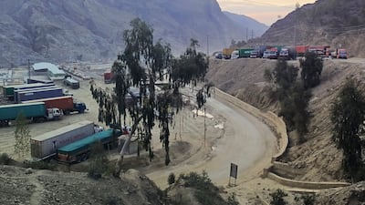 Lorries loaded with supplies for Afghanistan are left stranded at a border crossin in Pakistan's Khyber region. AP