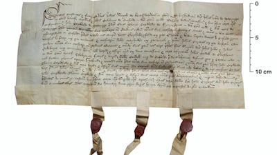 A sheepskin deed signed in 1499. Dave Lee