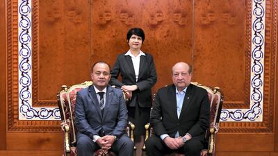 From left, Wael Sami, director of sales and marketing, Jiraporn Wattanasuntranon, pay master and Marwan Naser, chief security manager at the InterContinental hotel in Abu Dhabi.