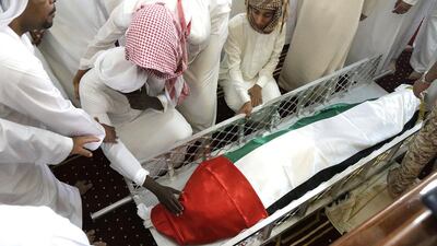 Obaid died taking part in the Arab Coalition’s Operation Restoring Hope when his military vehicle overturned in Saudi Arabia. Jeffrey E Biteng / The National