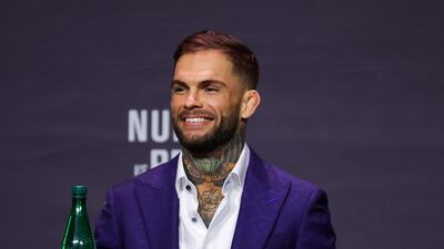 Cody Garbrandt on stage during the UFC 269 press conference. Getty Images
