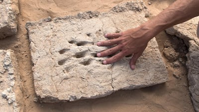 The fingerprints of a worker who helped build a wall in ancient Al Ain. Courtesy Department of Culture and Tourism - Abu Dhabi