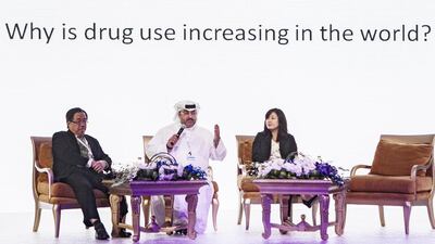 Dr Hamad Al Ghafri, director general of the National Rehabilitation Centre at the global Forum for Youth Leaders on Drug Prevention. Mona Al Marzooqi / The National