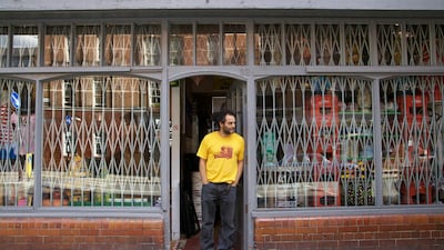 Photographer Hassan Hajjaj in London, photographed by Sueraya Shaheen for a portraits project of Middle Eastern artists. Sueraya Shaheen