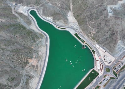 The lake, from above, set against the mountains of Kalba. Wam