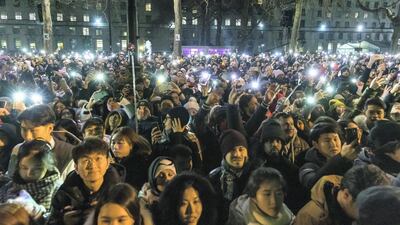 A packed central london during the new year celebrations on December 31, 2019. Getty Images