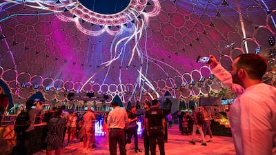 The light show attracted plenty of visitors.