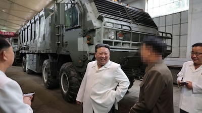 North Korea's leader Kim Jong-un visits a munitions factory. AFP