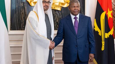 Sheikh Mohamed with Mr Lourenco, during the state visit to Angola