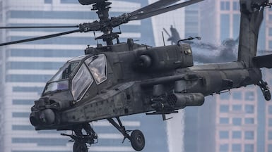 UAE Apache attack helicopters over Abu Dhabi. Photo: UAE Presidential Court