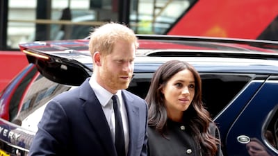 Prince Harry and Meghan, Duchess of Sussex, arrive at New Zealand House to pay their respects to the victims of the terror attack in Christchurch New Zealand. AP